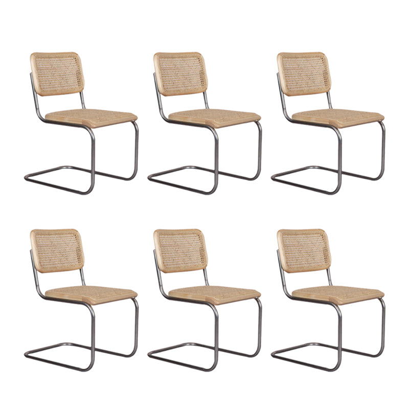 Contemporary No Arm Desk Chair No Wheels Task Chair for Office Beige 6 Piece Set Clearhalo 'furn' 'furn_office_chair' 'Furniture' 'Office Chairs' 'Office Furniture' 'office_chair' 6673996