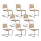 Contemporary No Arm Desk Chair No Wheels Task Chair for Office Beige 8 Piece Set Clearhalo 'furn' 'furn_office_chair' 'Furniture' 'Office Chairs' 'Office Furniture' 'office_chair' 6673998