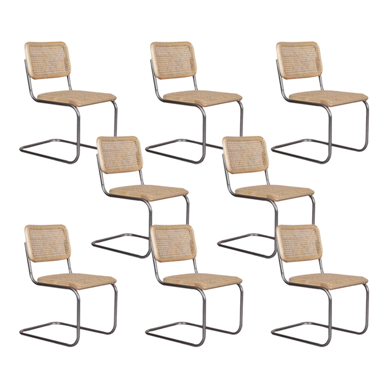 Contemporary No Arm Desk Chair No Wheels Task Chair for Office Beige 8 Piece Set Clearhalo 'furn' 'furn_office_chair' 'Furniture' 'Office Chairs' 'Office Furniture' 'office_chair' 6673998