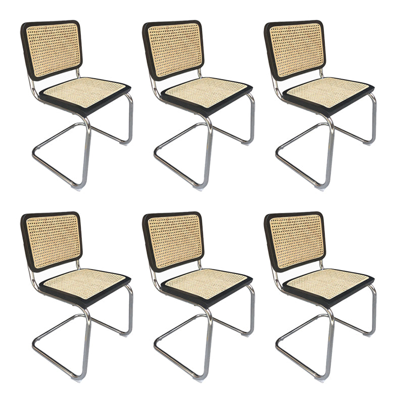 Contemporary No Arm Desk Chair No Wheels Task Chair for Office Black 6 Piece Set Clearhalo 'furn' 'furn_office_chair' 'Furniture' 'Office Chairs' 'Office Furniture' 'office_chair' 6674007