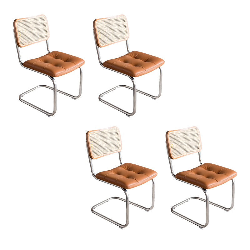 Contemporary No Arm Desk Chair No Wheels Task Chair for Office Orange 4 Piece Set Clearhalo 'furn' 'furn_office_chair' 'Furniture' 'Office Chairs' 'Office Furniture' 'office_chair' 6674013