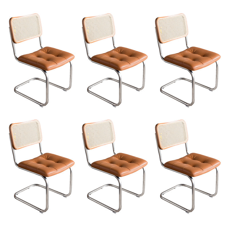 Contemporary No Arm Desk Chair No Wheels Task Chair for Office Orange 6 Piece Set Clearhalo 'furn' 'furn_office_chair' 'Furniture' 'Office Chairs' 'Office Furniture' 'office_chair' 6674014