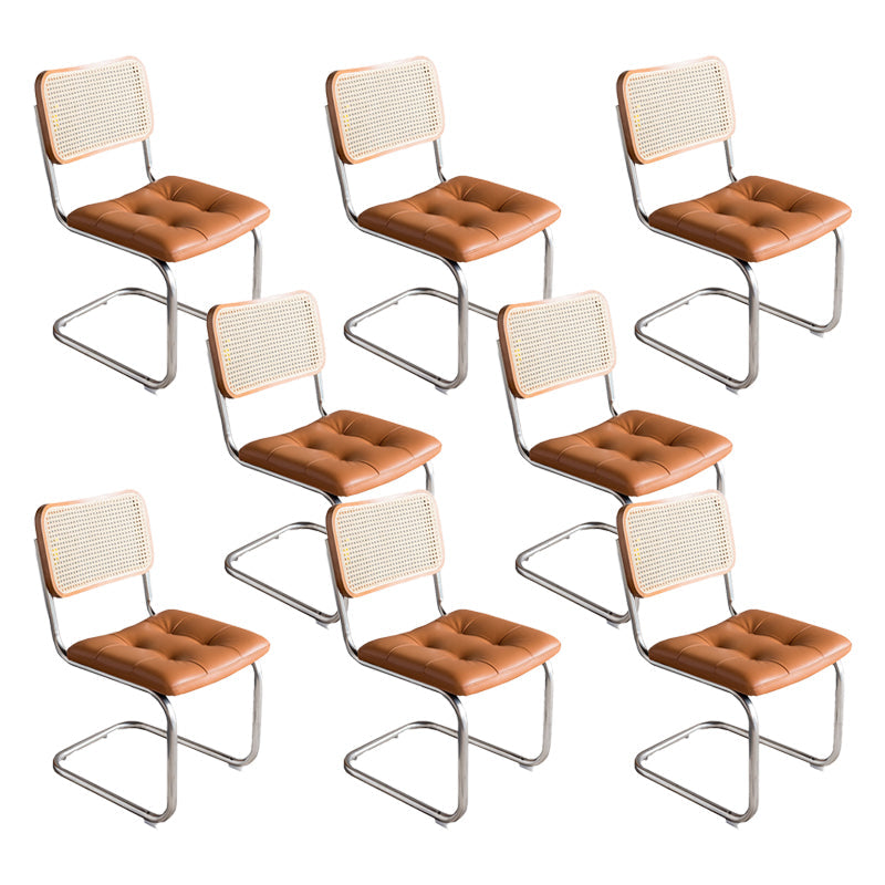 Contemporary No Arm Desk Chair No Wheels Task Chair for Office Orange 8 Piece Set Clearhalo 'furn' 'furn_office_chair' 'Furniture' 'Office Chairs' 'Office Furniture' 'office_chair' 6674015