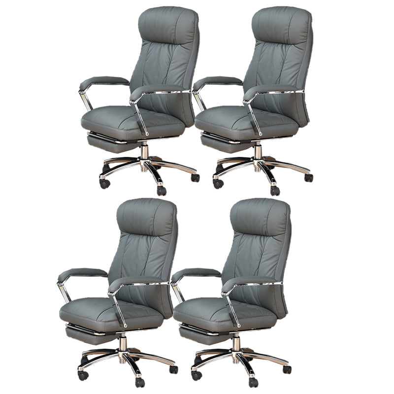 Modern Swivel Chair Adjustable Seat Height Fixed Arms Footrest Office Chair with Wheels Blue 4 Piece Set Clearhalo 'furn' 'furn_office_chair' 'Furniture' 'Office Chairs' 'Office Furniture' 'office_chair' 6674103