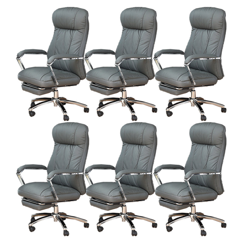 Modern Swivel Chair Adjustable Seat Height Fixed Arms Footrest Office Chair with Wheels Blue 6 Piece Set Clearhalo 'furn' 'furn_office_chair' 'Furniture' 'Office Chairs' 'Office Furniture' 'office_chair' 6674105