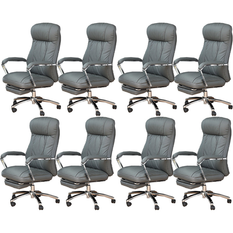 Modern Swivel Chair Adjustable Seat Height Fixed Arms Footrest Office Chair with Wheels Blue 8 Piece Set Clearhalo 'furn' 'furn_office_chair' 'Furniture' 'Office Chairs' 'Office Furniture' 'office_chair' 6674106