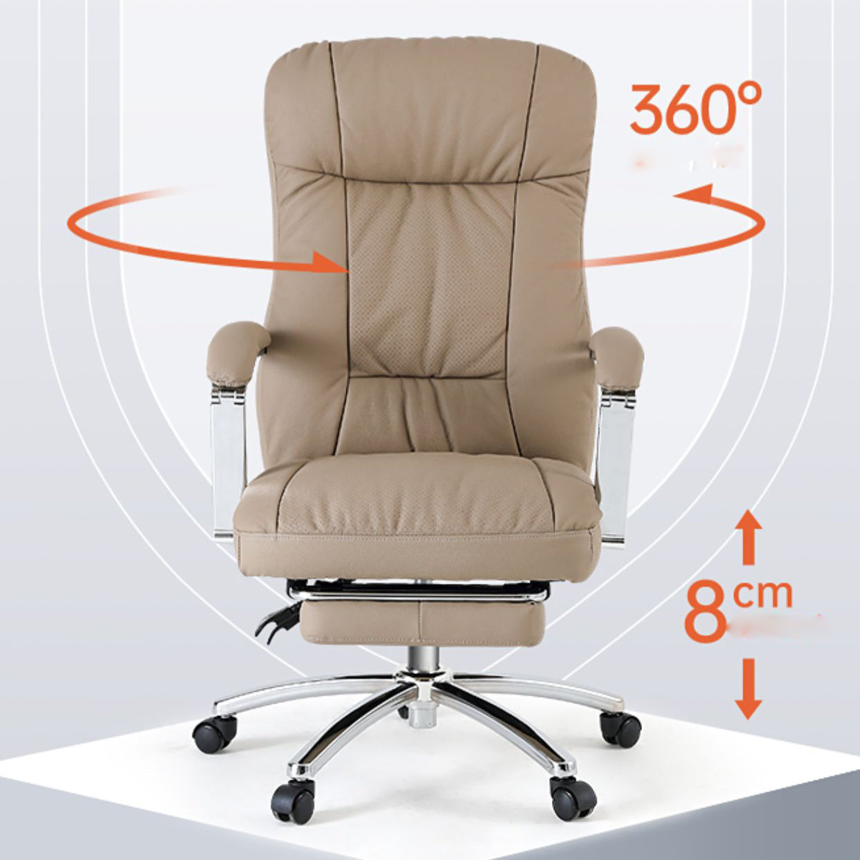 Modern Swivel Chair Adjustable Seat Height Fixed Arms Footrest Office Chair with Wheels Clearhalo 'furn' 'furn_office_chair' 'Furniture' 'Office Chairs' 'Office Furniture' 'office_chair' 6674113