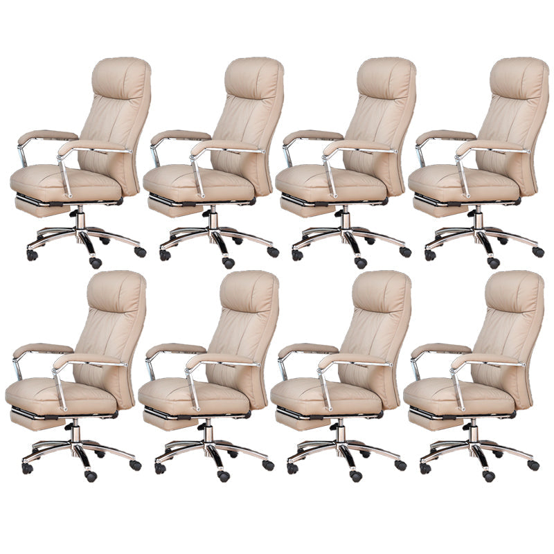 Modern Swivel Chair Adjustable Seat Height Fixed Arms Footrest Office Chair with Wheels Light Coffee 8 Piece Set Clearhalo 'furn' 'furn_office_chair' 'Furniture' 'Office Chairs' 'Office Furniture' 'office_chair' 6674114