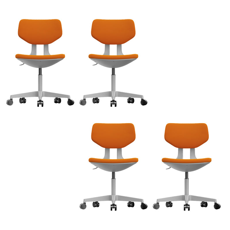 Modern Desk Chair Adjustable Seat Height Armless Office Chair with Wheels Orange 4 Piece Set Clearhalo 'furn' 'furn_office_chair' 'Furniture' 'Office Chairs' 'Office Furniture' 'office_chair' 6674130