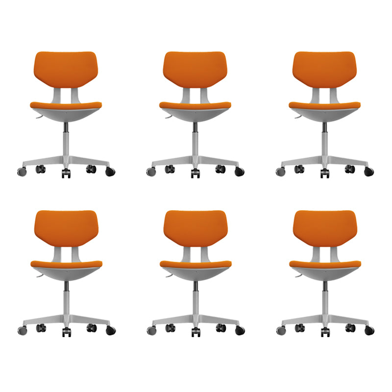 Modern Desk Chair Adjustable Seat Height Armless Office Chair with Wheels Orange 6 Piece Set Clearhalo 'furn' 'furn_office_chair' 'Furniture' 'Office Chairs' 'Office Furniture' 'office_chair' 6674132