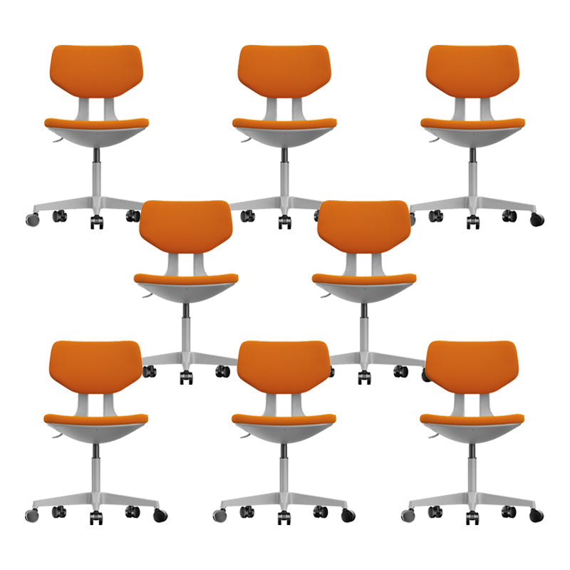Modern Desk Chair Adjustable Seat Height Armless Office Chair with Wheels Orange 8 Piece Set Clearhalo 'furn' 'furn_office_chair' 'Furniture' 'Office Chairs' 'Office Furniture' 'office_chair' 6674135