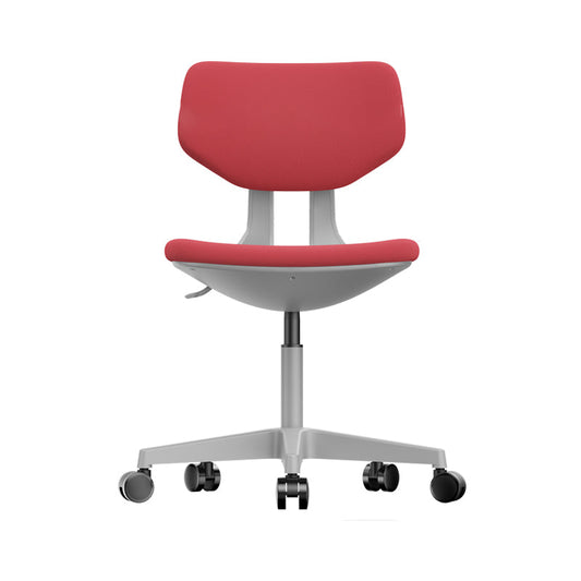 Modern Desk Chair Adjustable Seat Height Armless Office Chair with Wheels Red 1 Piece