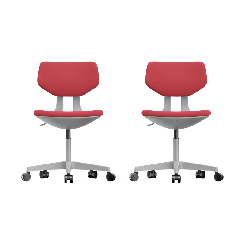 Modern Desk Chair Adjustable Seat Height Armless Office Chair with Wheels Red 2 Piece Set Clearhalo 'furn' 'furn_office_chair' 'Furniture' 'Office Chairs' 'Office Furniture' 'office_chair' 6674139