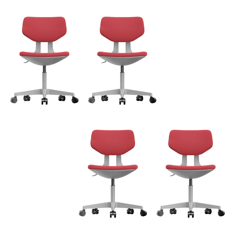 Modern Desk Chair Adjustable Seat Height Armless Office Chair with Wheels Red 4 Piece Set Clearhalo 'furn' 'furn_office_chair' 'Furniture' 'Office Chairs' 'Office Furniture' 'office_chair' 6674140