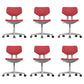 Modern Desk Chair Adjustable Seat Height Armless Office Chair with Wheels Red 6 Piece Set Clearhalo 'furn' 'furn_office_chair' 'Furniture' 'Office Chairs' 'Office Furniture' 'office_chair' 6674143