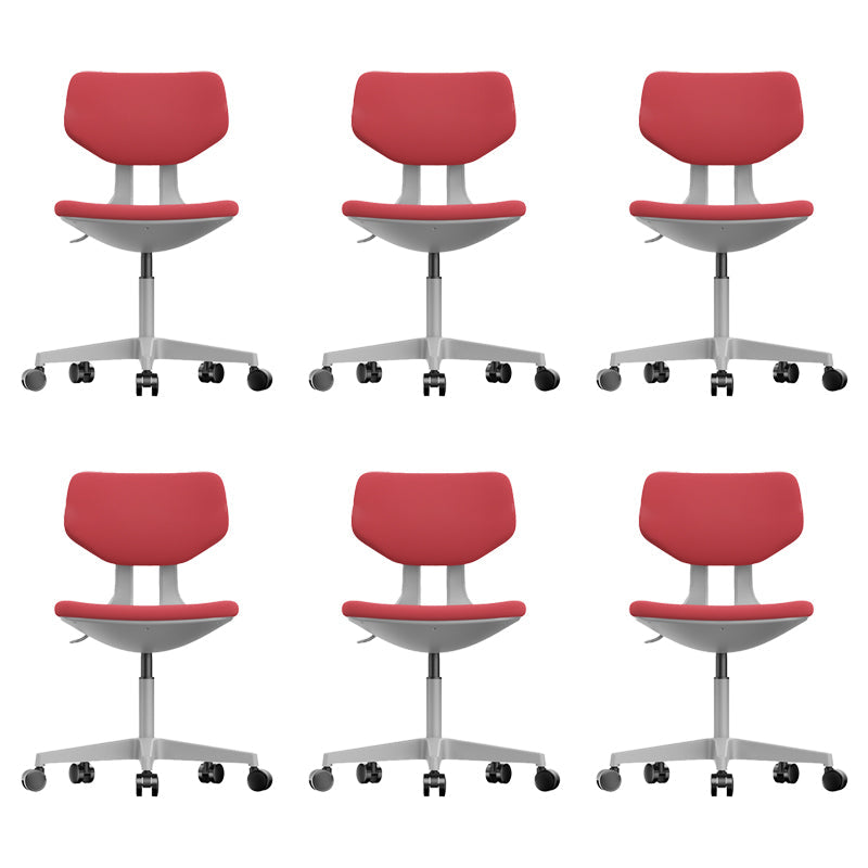 Modern Desk Chair Adjustable Seat Height Armless Office Chair with Wheels Red 6 Piece Set Clearhalo 'furn' 'furn_office_chair' 'Furniture' 'Office Chairs' 'Office Furniture' 'office_chair' 6674143