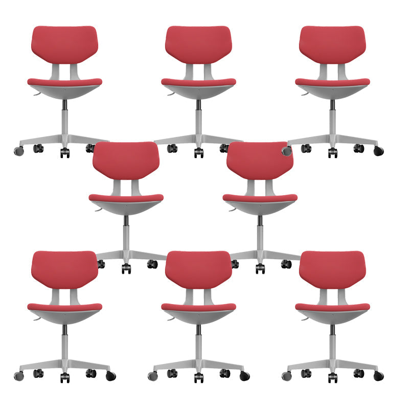 Modern Desk Chair Adjustable Seat Height Armless Office Chair with Wheels Red 8 Piece Set Clearhalo 'furn' 'furn_office_chair' 'Furniture' 'Office Chairs' 'Office Furniture' 'office_chair' 6674144