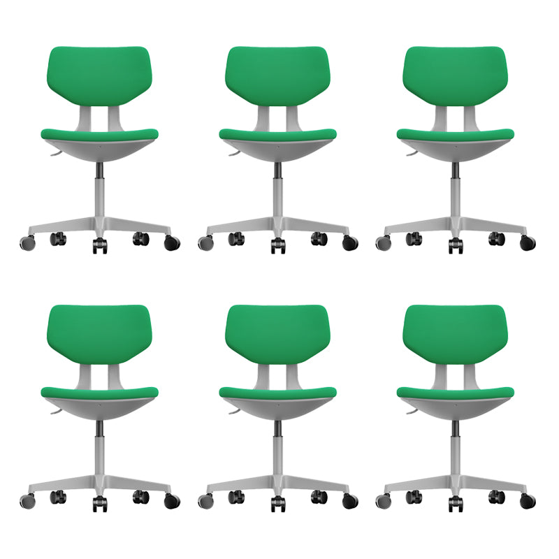 Modern Desk Chair Adjustable Seat Height Armless Office Chair with Wheels Green 6 Piece Set Clearhalo 'furn' 'furn_office_chair' 'Furniture' 'Office Chairs' 'Office Furniture' 'office_chair' 6674148