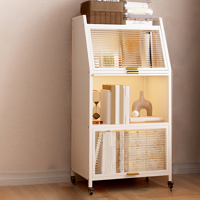 Closed Back Steel Bookcase Standard Glam Bookshelf with Doors