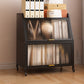 Closed Back Steel Bookcase Standard Glam Bookshelf with Doors