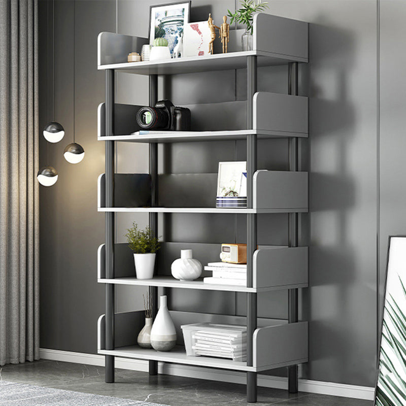 Engineered Wood Standard Bookshelf Open Back Bookcase with Shelves Grey Clearhalo 'Bookcases' 'furn' 'furn_bookcases' 'Furniture' 'Office Furniture' 6674689