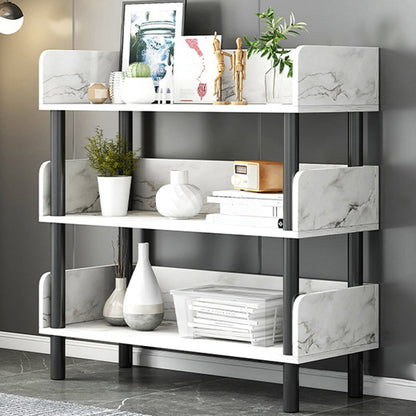 Engineered Wood Standard Bookshelf Open Back Bookcase with Shelves 31.5"L x 9.4"W x 33.9"H Marble Clearhalo 'Bookcases' 'furn' 'furn_bookcases' 'Furniture' 'Office Furniture' 6674691