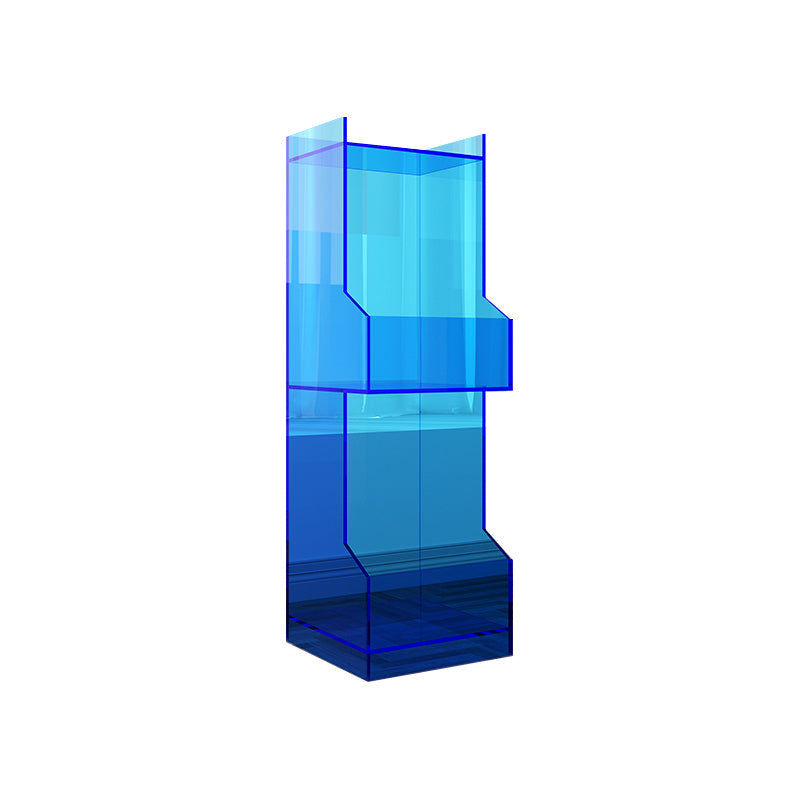 Acrylic Closed Back Bookshelf Standard Scandinavian Bookcase with Shelves 15.7"L x 11.8"W x 43.3"H Blue Clearhalo 'Bookcases' 'furn' 'furn_bookcases' 'Furniture' 'Office Furniture' 6674708