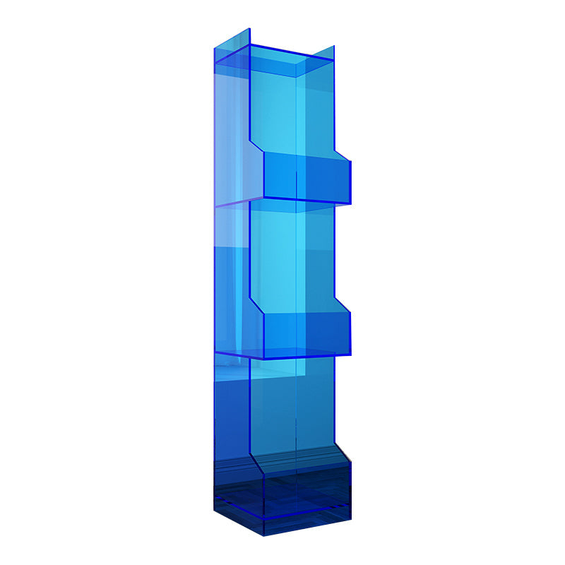 Acrylic Closed Back Bookshelf Standard Scandinavian Bookcase with Shelves 16"L x 12"W x 63"H Blue Clearhalo 'Bookcases' 'furn' 'furn_bookcases' 'Furniture' 'Office Furniture' 6674710