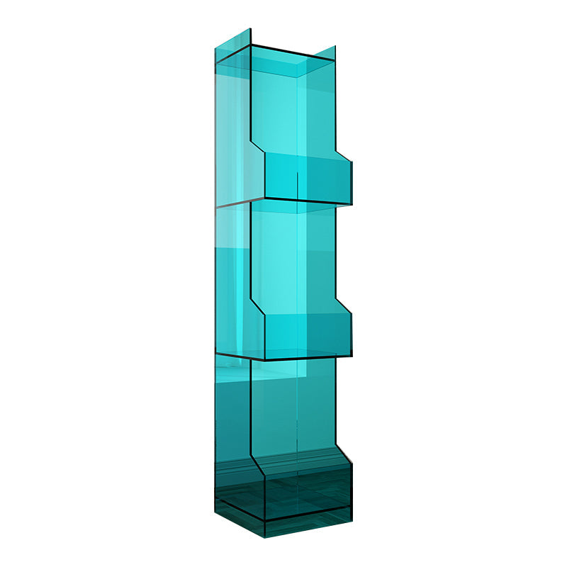 Acrylic Closed Back Bookshelf Standard Scandinavian Bookcase with Shelves 16"L x 12"W x 63"H Green Clearhalo 'Bookcases' 'furn' 'furn_bookcases' 'Furniture' 'Office Furniture' 6674716
