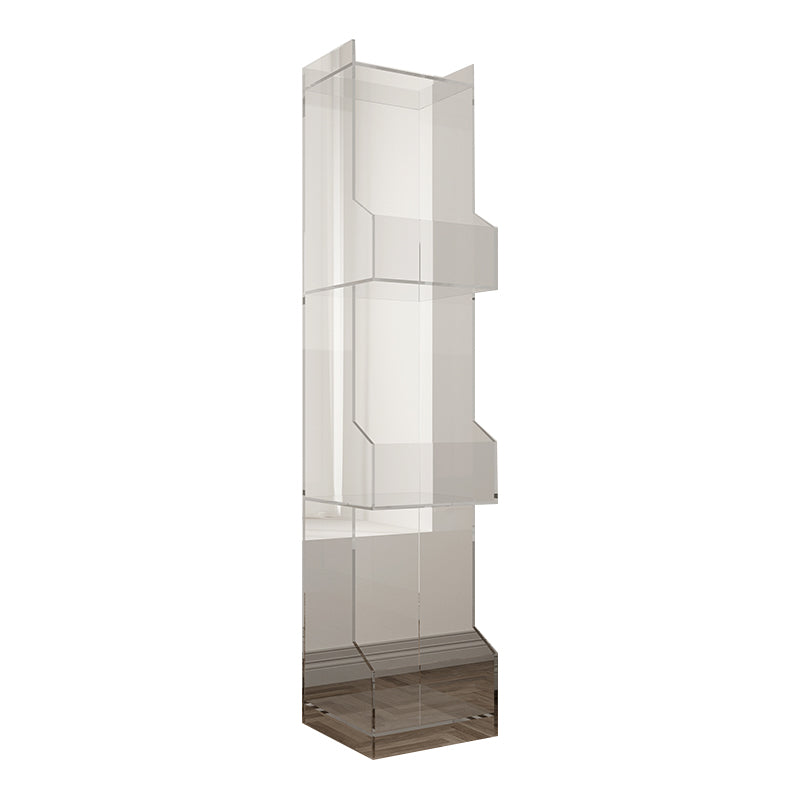 Acrylic Closed Back Bookshelf Standard Scandinavian Bookcase with Shelves 16"L x 12"W x 63"H White-Clear Clearhalo 'Bookcases' 'furn' 'furn_bookcases' 'Furniture' 'Office Furniture' 6674723