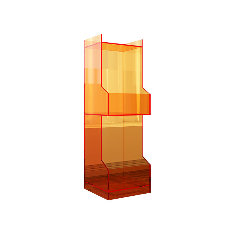 Acrylic Closed Back Bookshelf Standard Scandinavian Bookcase with Shelves 15.7"L x 11.8"W x 43.3"H Orange Clearhalo 'Bookcases' 'furn' 'furn_bookcases' 'Furniture' 'Office Furniture' 6674725