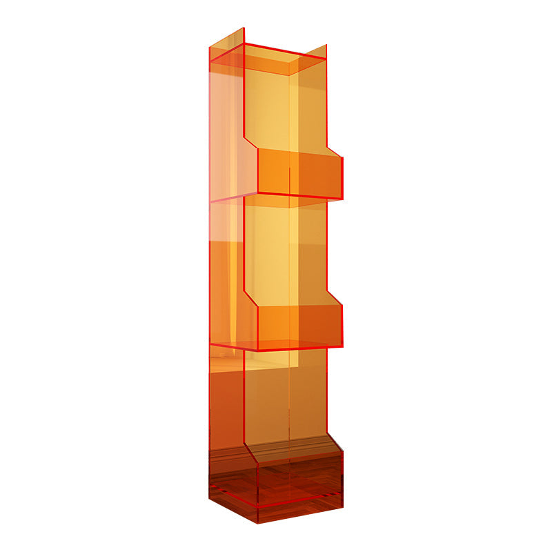 Acrylic Closed Back Bookshelf Standard Scandinavian Bookcase with Shelves 16"L x 12"W x 63"H Orange Clearhalo 'Bookcases' 'furn' 'furn_bookcases' 'Furniture' 'Office Furniture' 6674726