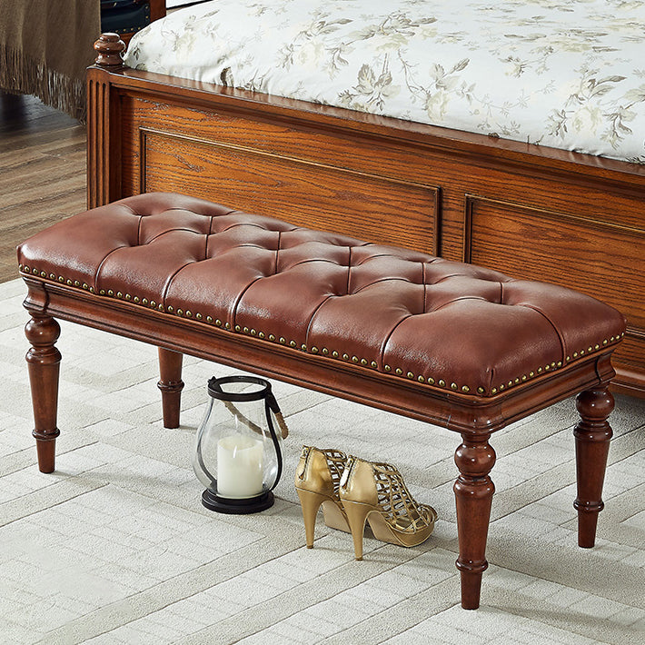 Rubberwood Seating Bench 16.5" W Cushioned Rectangle Entryway Bench Clearhalo 'Benches' 'Chairs & Seating' 'furn' 'furn_benches' 'Furniture' 'Living Room Furniture' 6674835