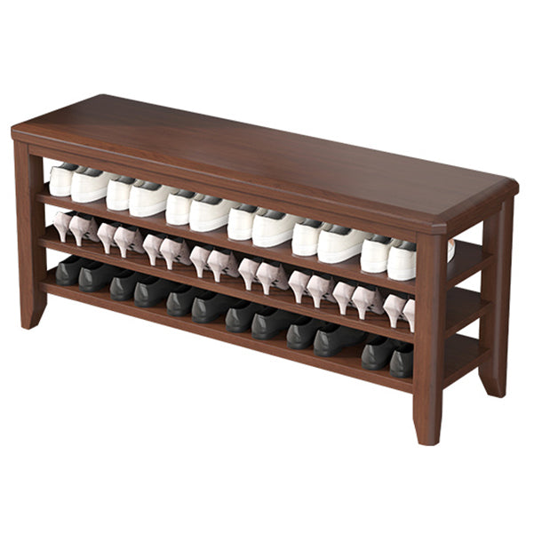 Mid-Century Modern Seating Bench Rubberwood Rectangle Entryway Bench 47"L x 12"W x 20"H Walnut Clearhalo 'Benches' 'Chairs & Seating' 'furn' 'furn_benches' 'Furniture' 'Living Room Furniture' 6674869