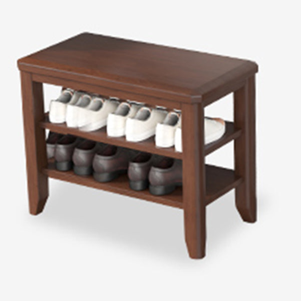 Mid-Century Modern Seating Bench Rubberwood Rectangle Entryway Bench 23.6"L x 11.8"W x 16.5"H Walnut Clearhalo 'Benches' 'Chairs & Seating' 'furn' 'furn_benches' 'Furniture' 'Living Room Furniture' 6674870