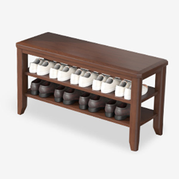 Mid-Century Modern Seating Bench Rubberwood Rectangle Entryway Bench 39"L x 12"W x 17"H Walnut Clearhalo 'Benches' 'Chairs & Seating' 'furn' 'furn_benches' 'Furniture' 'Living Room Furniture' 6674872