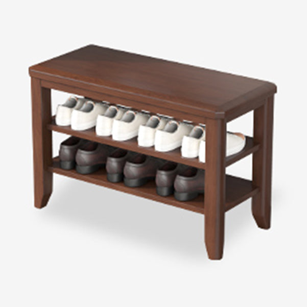 Mid-Century Modern Seating Bench Rubberwood Rectangle Entryway Bench 31"L x 12"W x 17"H Walnut Clearhalo 'Benches' 'Chairs & Seating' 'furn' 'furn_benches' 'Furniture' 'Living Room Furniture' 6674874