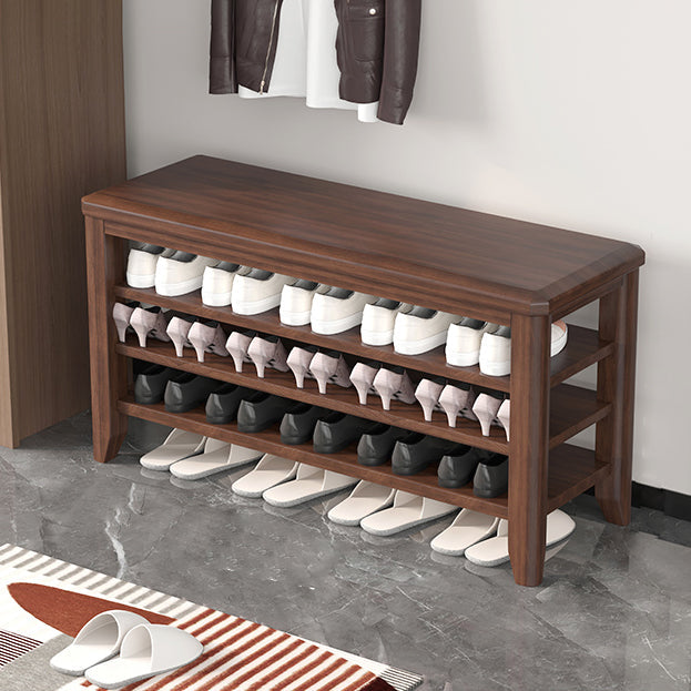 Mid-Century Modern Seating Bench Rubberwood Rectangle Entryway Bench 39"L x 12"W x 20"H Walnut Clearhalo 'Benches' 'Chairs & Seating' 'furn' 'furn_benches' 'Furniture' 'Living Room Furniture' 6674876