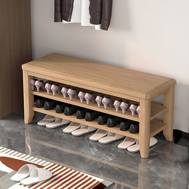 Mid-Century Modern Seating Bench Rubberwood Rectangle Entryway Bench 39"L x 12"W x 17"H Natural Clearhalo 'Benches' 'Chairs & Seating' 'furn' 'furn_benches' 'Furniture' 'Living Room Furniture' 6674880