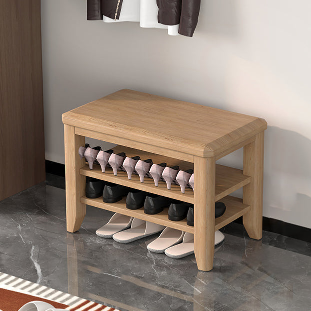 Mid-Century Modern Seating Bench Rubberwood Rectangle Entryway Bench 23.6"L x 11.8"W x 16.5"H Natural Clearhalo 'Benches' 'Chairs & Seating' 'furn' 'furn_benches' 'Furniture' 'Living Room Furniture' 6674882