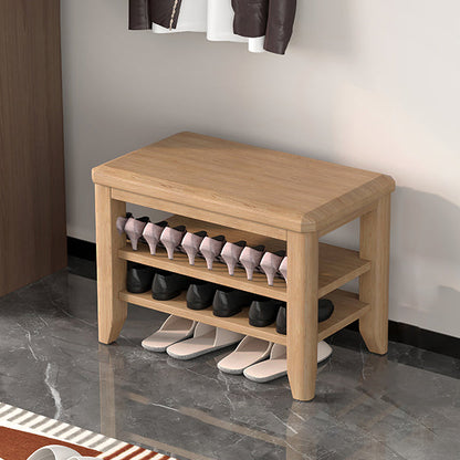 Mid-Century Modern Seating Bench Rubberwood Rectangle Entryway Bench 23.6"L x 11.8"W x 16.5"H Natural Clearhalo 'Benches' 'Chairs & Seating' 'furn' 'furn_benches' 'Furniture' 'Living Room Furniture' 6674882