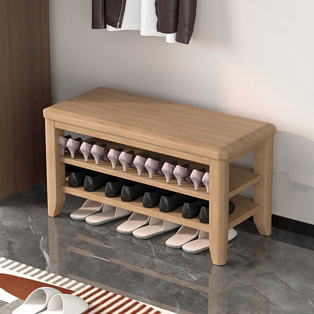 Mid-Century Modern Seating Bench Rubberwood Rectangle Entryway Bench 31"L x 12"W x 17"H Natural Clearhalo 'Benches' 'Chairs & Seating' 'furn' 'furn_benches' 'Furniture' 'Living Room Furniture' 6674886