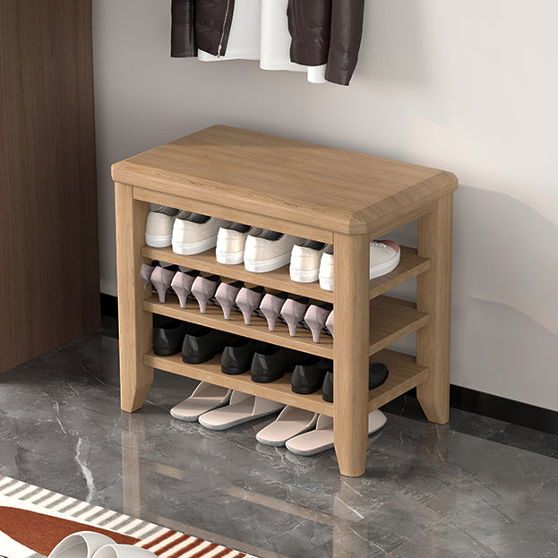 Mid-Century Modern Seating Bench Rubberwood Rectangle Entryway Bench 24"L x 12"W x 20.5"H Natural Clearhalo 'Benches' 'Chairs & Seating' 'furn' 'furn_benches' 'Furniture' 'Living Room Furniture' 6674887