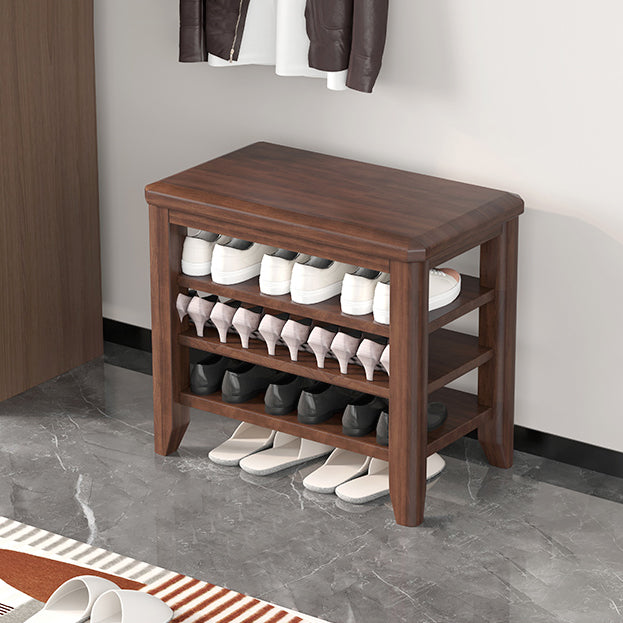 Mid-Century Modern Seating Bench Rubberwood Rectangle Entryway Bench 24"L x 12"W x 20.5"H Walnut Clearhalo 'Benches' 'Chairs & Seating' 'furn' 'furn_benches' 'Furniture' 'Living Room Furniture' 6674888