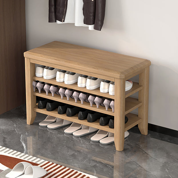 Mid-Century Modern Seating Bench Rubberwood Rectangle Entryway Bench 31.5"L x 12"W x 20"H Natural Clearhalo 'Benches' 'Chairs & Seating' 'furn' 'furn_benches' 'Furniture' 'Living Room Furniture' 6674889