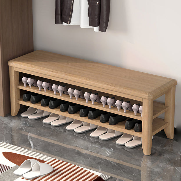 Mid-Century Modern Seating Bench Rubberwood Rectangle Entryway Bench 47"L x 12"W x 16.5"H Natural Clearhalo 'Benches' 'Chairs & Seating' 'furn' 'furn_benches' 'Furniture' 'Living Room Furniture' 6674890