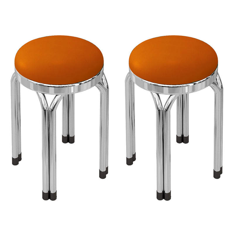 Round Modern Standard Leather Water Resistant Standard for Drawing Room Orange 2 Piece Set Clearhalo 'furn' 'furn_ottomans_poufs' 'Furniture' 'Living Room Furniture' 'Ottomans & Poufs' 'ottomans_poufs' 6675421