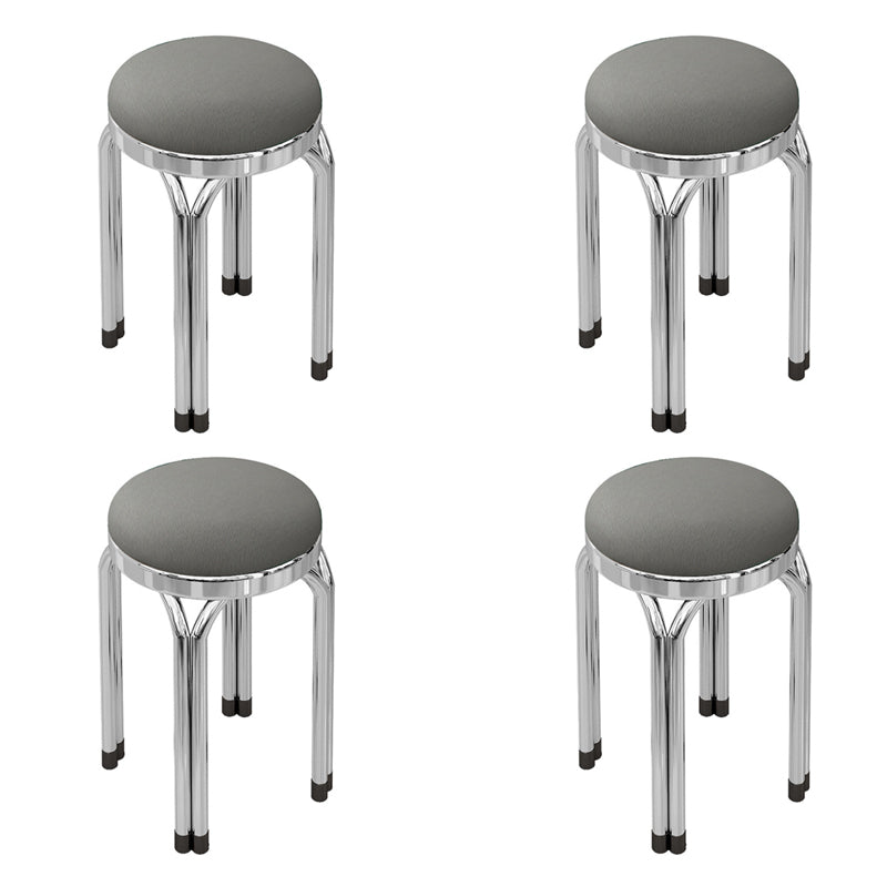 Round Modern Standard Leather Water Resistant Standard for Drawing Room Light Gray 4 Piece Set Clearhalo 'furn' 'furn_ottomans_poufs' 'Furniture' 'Living Room Furniture' 'Ottomans & Poufs' 'ottomans_poufs' 6675434