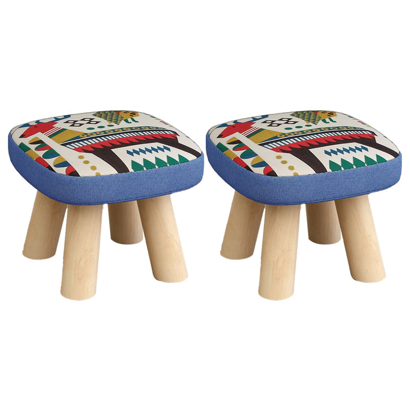 Modern Wooden Standard Trea Resistant Solid Color Indoor Standard Blue 2 Piece Set Clearhalo 'furn' 'furn_ottomans_poufs' 'Furniture' 'Living Room Furniture' 'Ottomans & Poufs' 'ottomans_poufs' 6675448