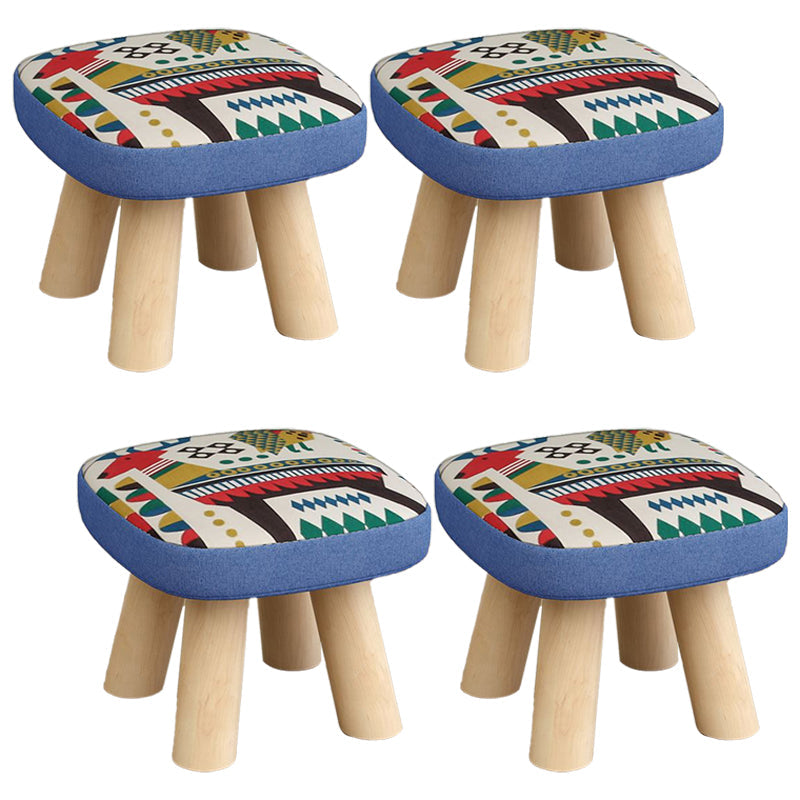 Modern Wooden Standard Trea Resistant Solid Color Indoor Standard Blue 4 Piece Set Clearhalo 'furn' 'furn_ottomans_poufs' 'Furniture' 'Living Room Furniture' 'Ottomans & Poufs' 'ottomans_poufs' 6675451